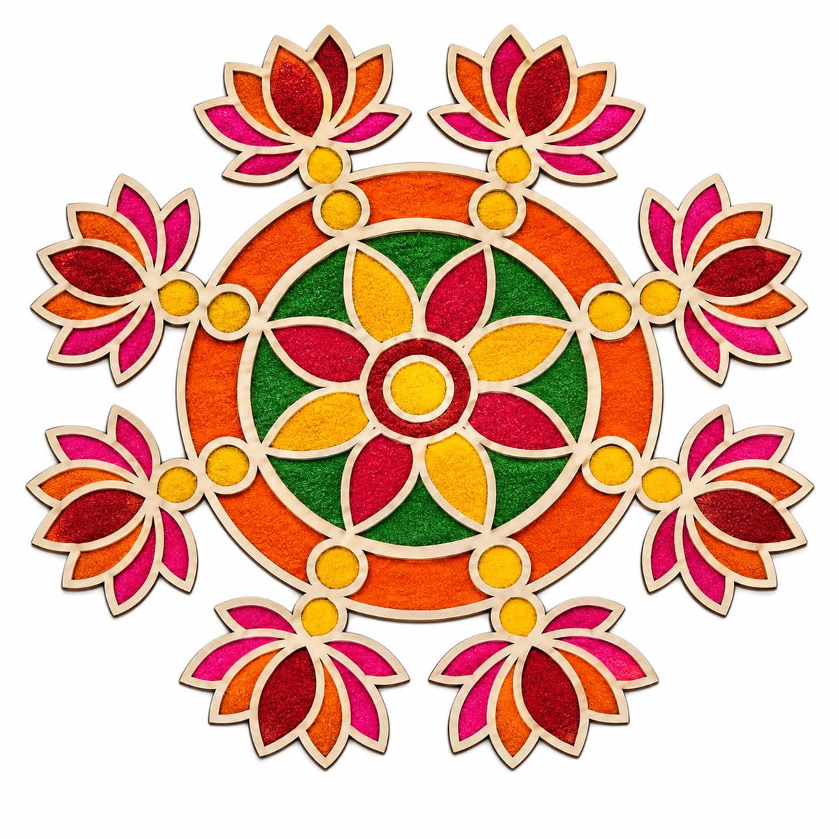 Craftvatika Portable Rangoli Stencil for Decor Rangoli Lotus Design for Diwali (RANG176)