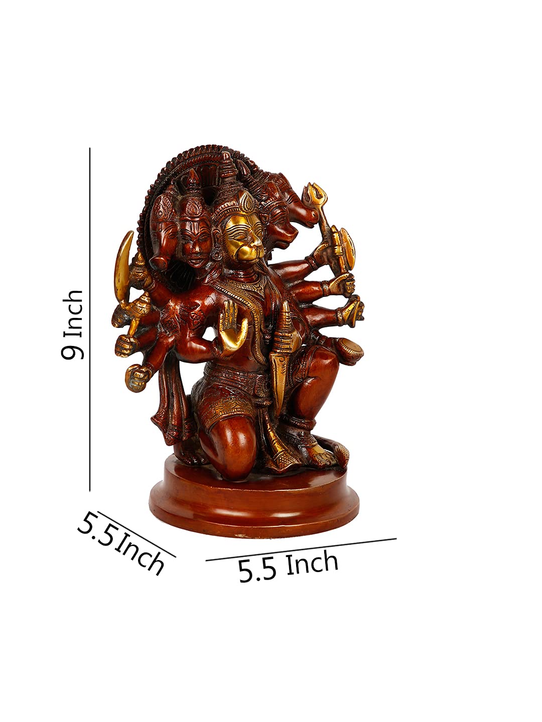 Panchmukhi Hanuman Murti Brass Idol