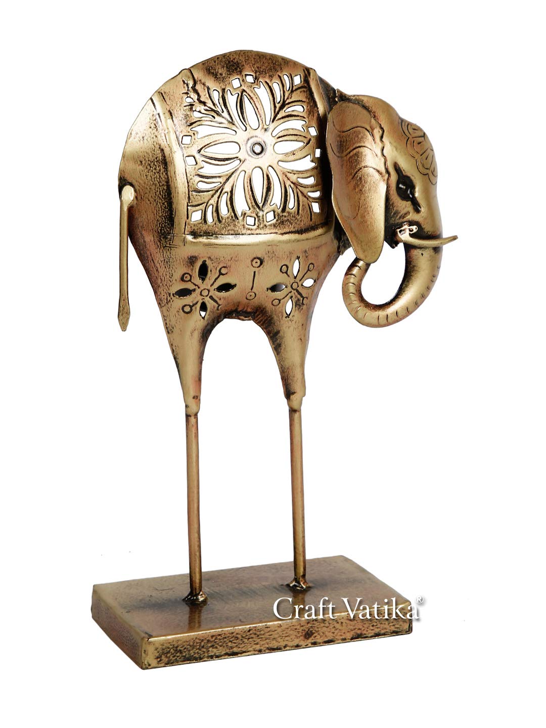Metal Elephant Statue Tealight Candle Holder Stand Showpiece