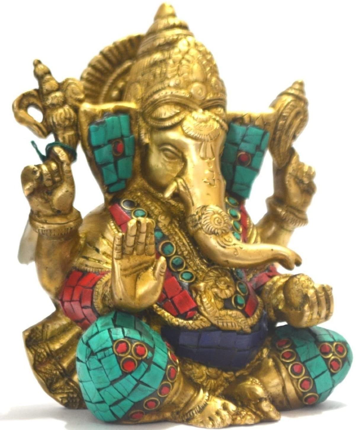 Blessing Sculpture of Lord Ganesha Idol in Brass Statue
