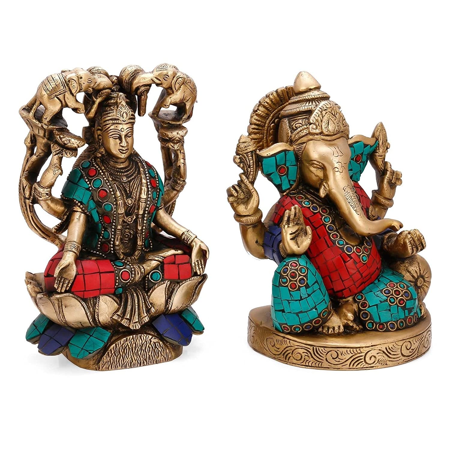 Brass Sitting Laxmi Ganesh Idol Murti Showpiece