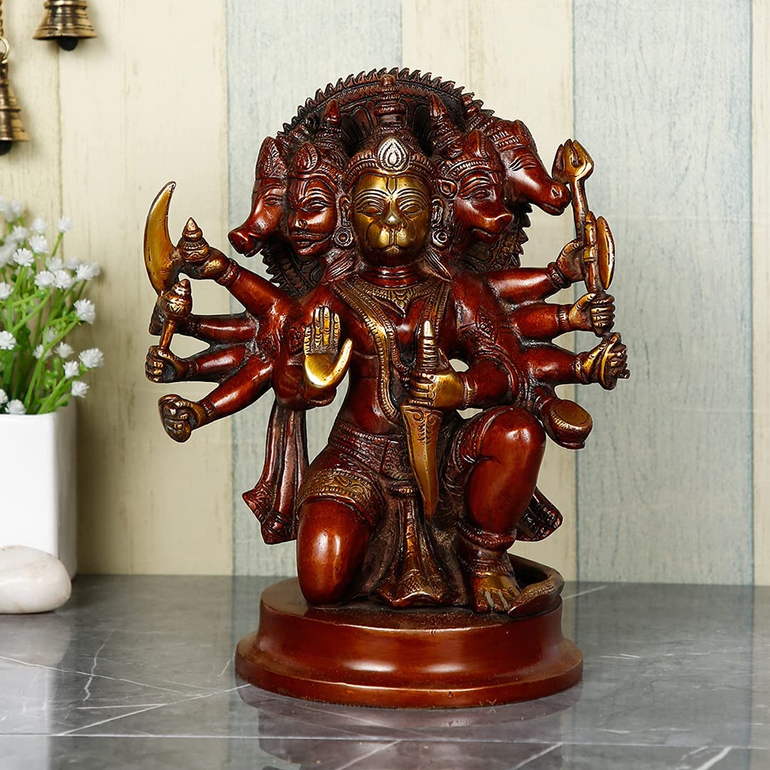 Panchmukhi Hanuman Murti Brass Idol