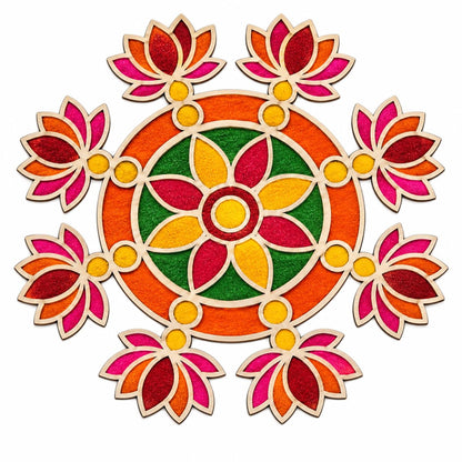 Craftvatika Portable Rangoli Stencil for Decor Rangoli Lotus Design for Diwali (RANG176)