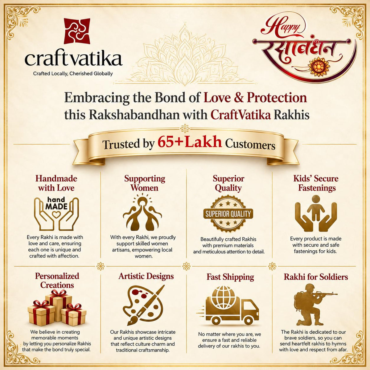 CraftVatika Rakhi Set for Brother and Bhabhi, Lumba Floral Rakhi Kundan Bracelet Rakhis for Bhaiya Bhabhi Rakhis for Rakshabandhan Couple Pearl Set of 2 with Fridge Magnet Gift